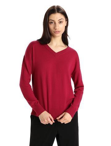 Swetry Icebreaker Merino Shearer V Neck Damskie Różowe | PL 1319VRWD